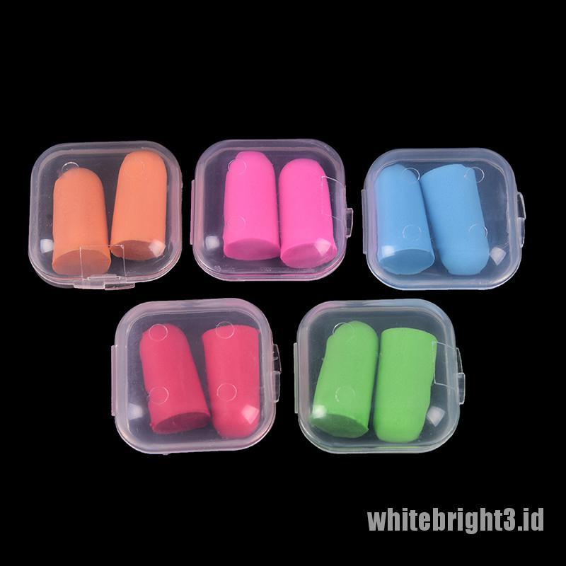 1 Set / 2pcs Earplug Memory Foam Lembut Warna Putih