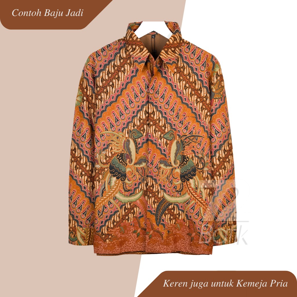 KAIN BATIK KATUN Premium Motif Parang Seling Kusumo Warna Coklat Orange Hijau 723223 Cap 72 Jarik Jarit Samping Kebat Panjang Batik Katun Modern Premium Bahan Seragam Batik Pernikahan Kantor Keluarga Murah Kamen Jadi Batik Bali Lembaran