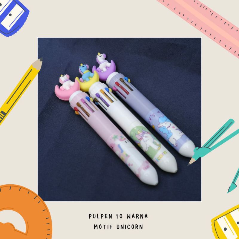 Pen 10 warna unicorn bulan sabit pena pulpen alat tulis kantor stationary perlengkapan sekolah