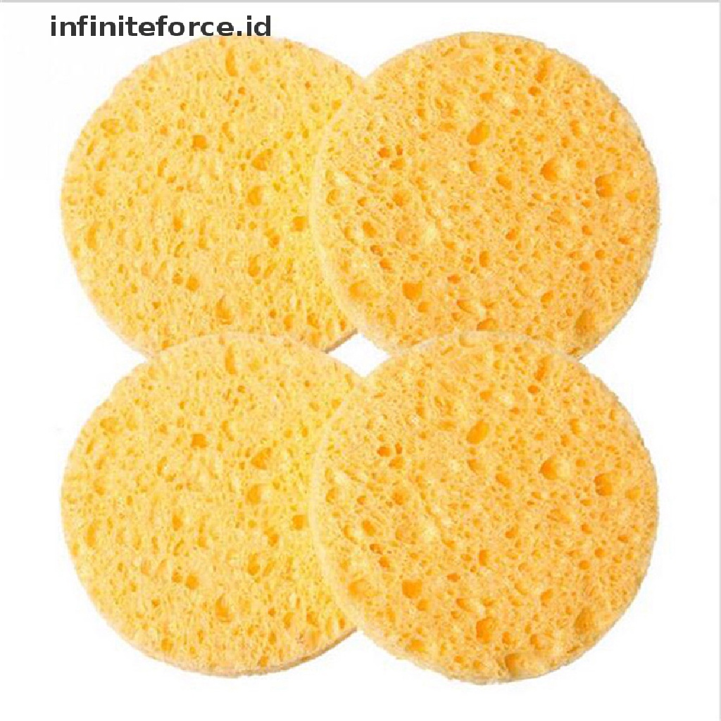 Infiniteforce.id 10Pcs / Set Spons Pembersih Wajah Bentuk Bulat Bahan Serat Kayu Untuk Makeup / Kosmetik Wanita