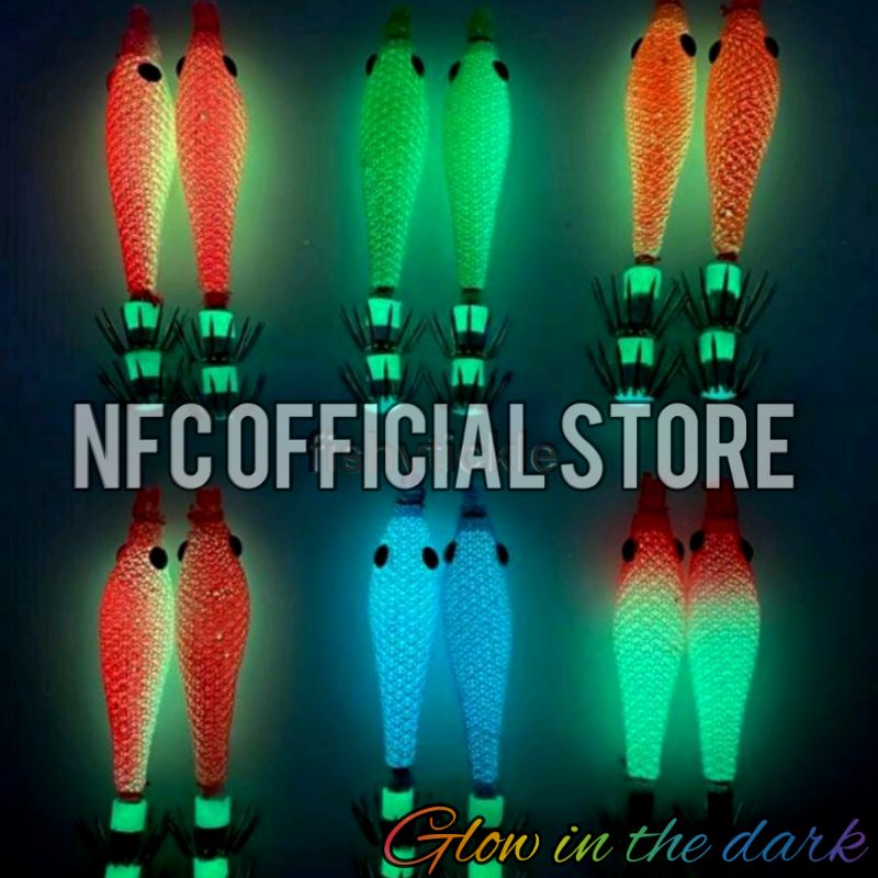 Umpan cumi Squid jig 7 cm 4 gram GID Luminous bercahaya dalam gelap SUPER KILLER