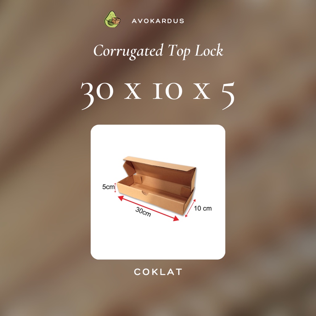 

Kardus Corrugated Die Cut 30x10x5 Top Lock Kotak Dus