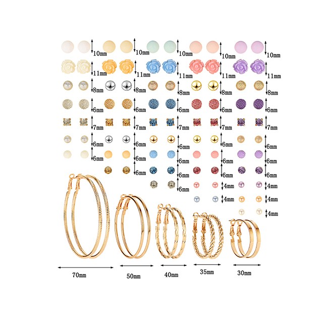 LRC Anting Tusuk Fashion Color Copper Resin Earrings 50 Pairs F83535