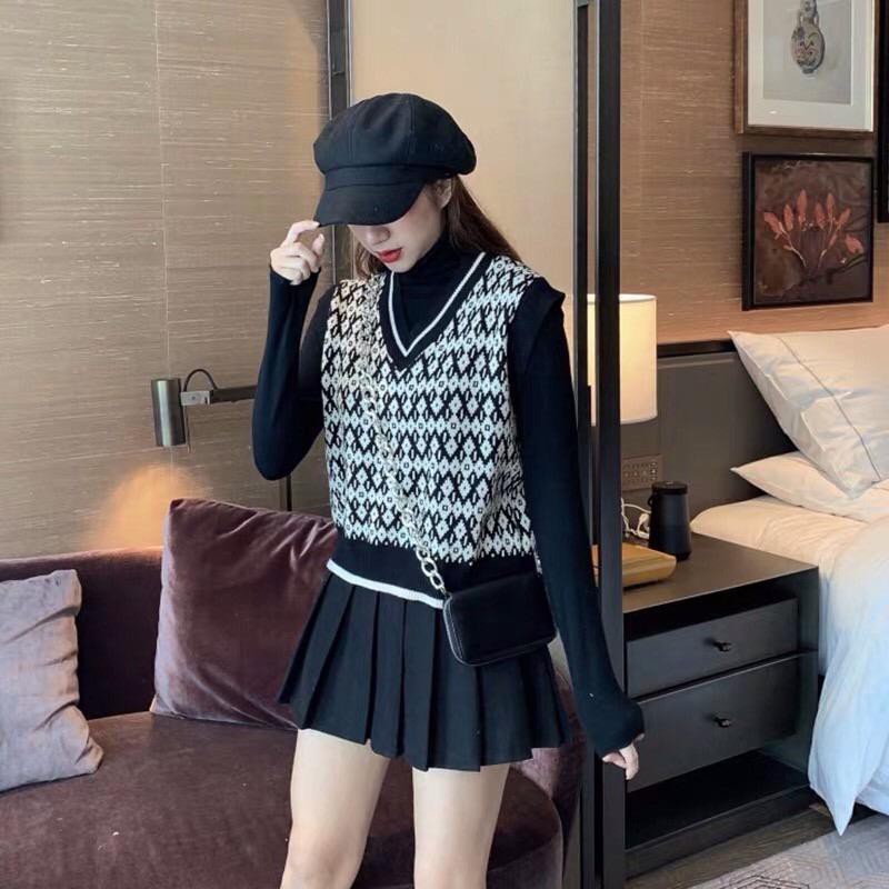 Rompi Rajut Wanita VEST KOREA MOTIF KNIT TEBAL PREMIUM