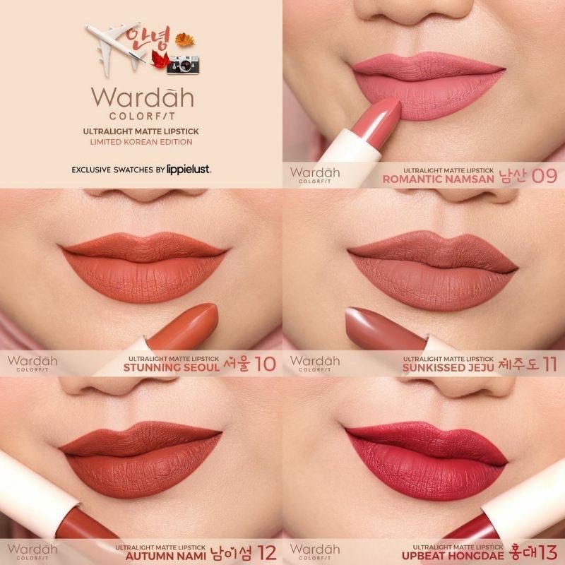 [ hati&quot; barang kw ] ready no 00 - 17 || wardah colorfit last all day lip paint - wardah ultra light matte lipcream around the world