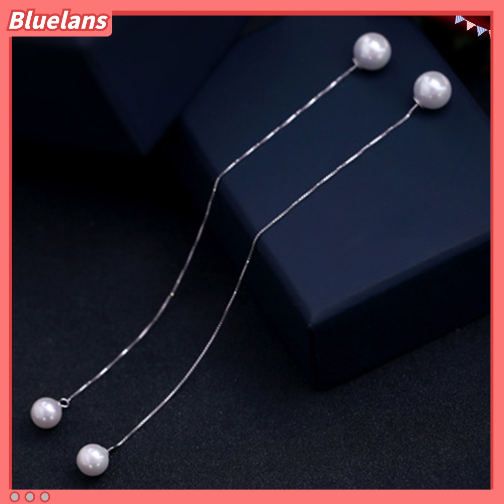 Anting Rantai Panjang Dengan Liontin Mutiara Imitasi Untuk Wanita