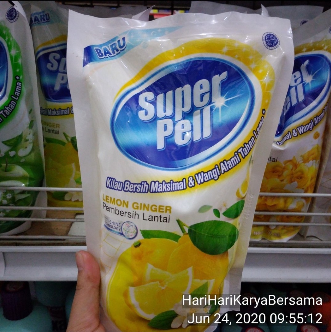 Super Pell Pembersih Lantai Lemon Ginger Refill Pouch 770ml