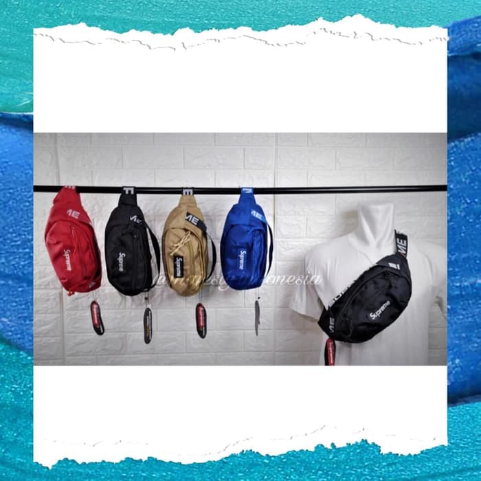 Tas Pinggang Pria / Unisex Waistbag Dada Murah Import Multifungs AK461  / Supreme Ss18 Grade Ori Mir