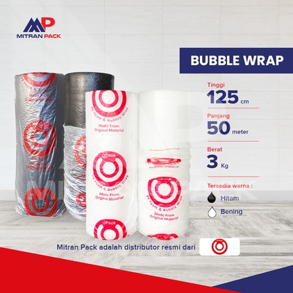 

Bubble Warp Mulia Pack Ukuran 30cm x 50m / roll hitam / putih