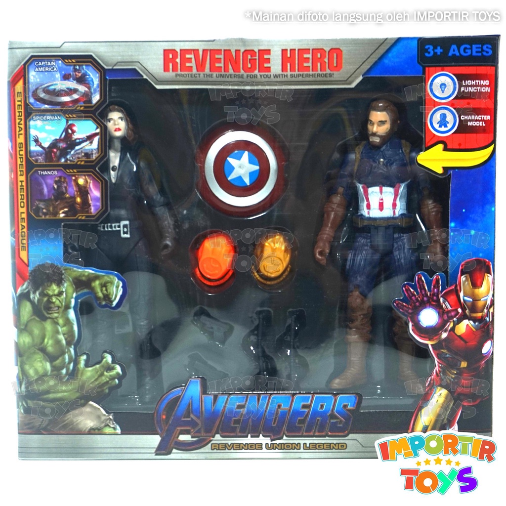 Set Figure Avengers 2 Pcs Marvel Mainan Anak dgn Lampu Bercahaya
