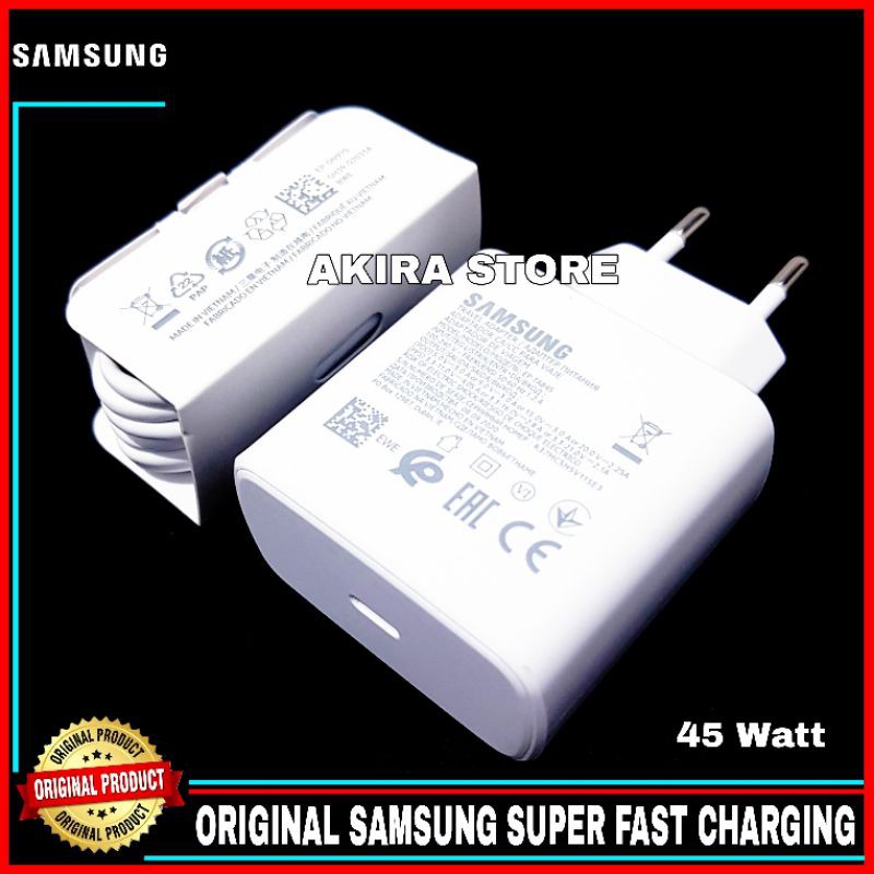 Charger Samsung Galaxy Note 10 Lite S10 Lite Original 100% Super Fast Charging 45 Watt C To C