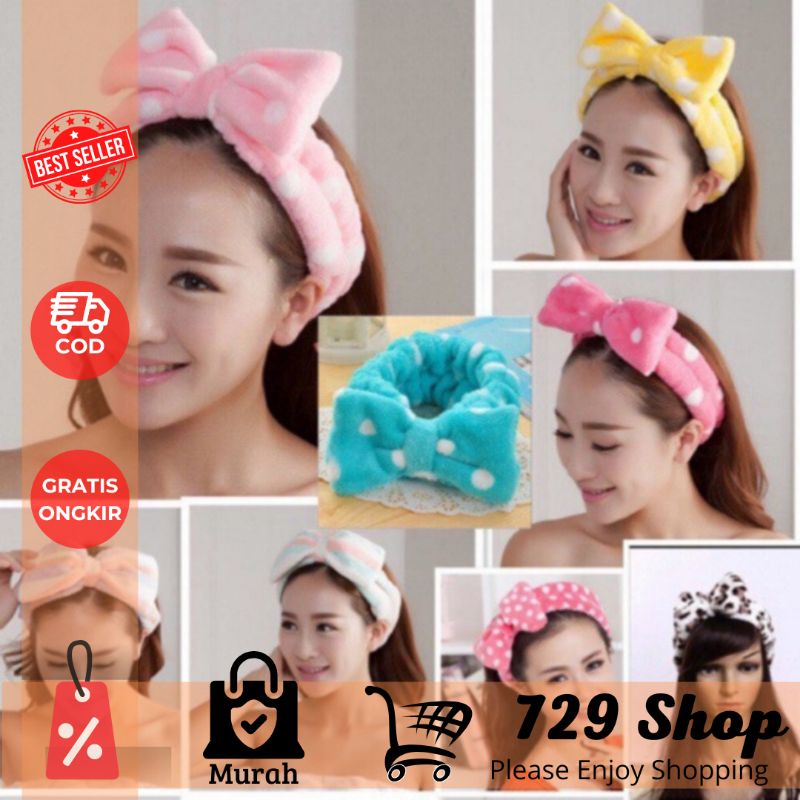 Bandana Mandi Pita Lembut Lucu / Bandana Facial / Bando Mandi / Headband Korea Import Best Seller