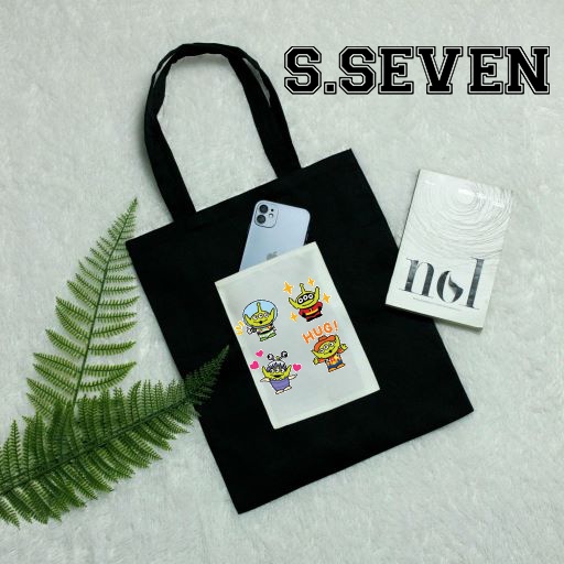 TOTE BAG KANVAS / TOTE BAG HITAM / TOTE BAG ALIEN LUCU