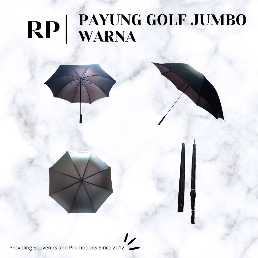 SAE Umbrella Payung golf jumbo manual sarung kain bahan Polyster tebal - Abu-abu