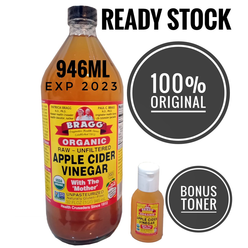 (FREE TONER) Bragg Apple Cider Vinegar 946ml / Cuka apel