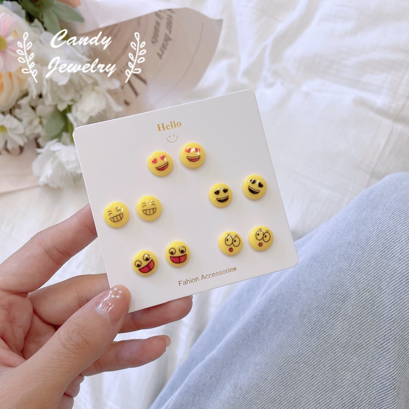 Candy Jewelry Cute Earrings Cartoon Smiley Emoji Earring Fashion Ear Studs for Women and Girls