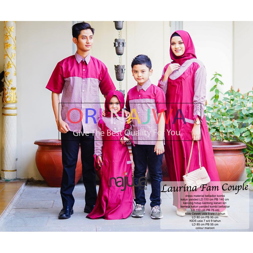 Laurina Couple/ Baju Kemeja Kotak Pria dan Gamis Wanita
