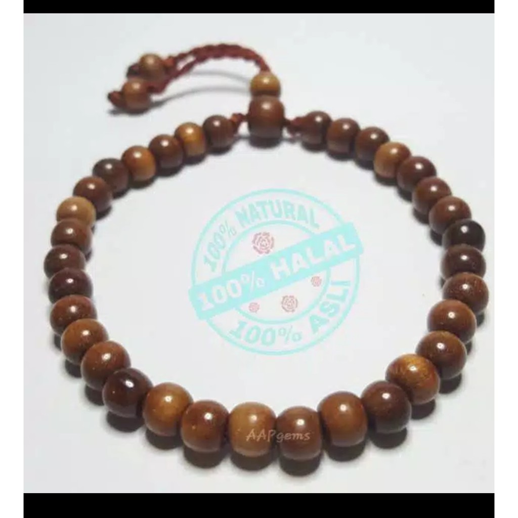 Gelang Tasbih Kayu stigi / tasbih kayu stigi asli 33 butir