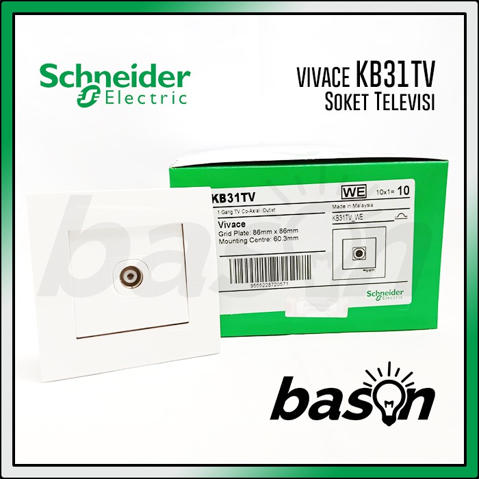 SCHNEIDER Vivace 1 Gang TV Co-Axial Outlet - Soket Televisi