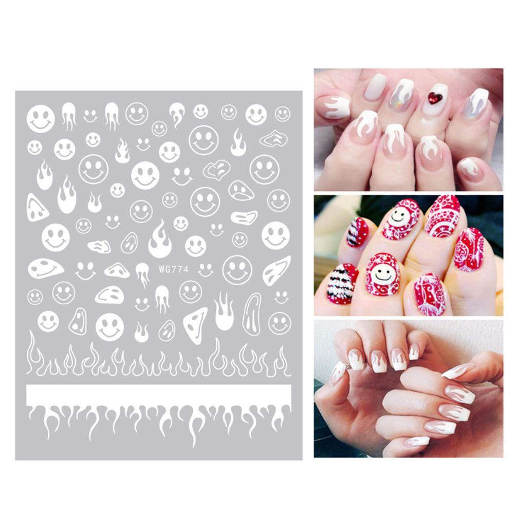 Needway   Smiley Stiker Kuku Wanita Warna-Warni Perekat Diri Manikur Aksesoris Nail Art Dekorasi