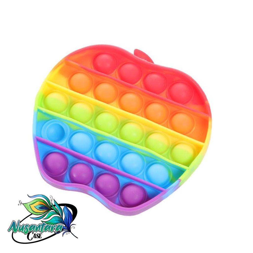 pop it fidget push bubble toys gelembung 3d rainbow pelangi karakter mainan anak NC7433-APEL
