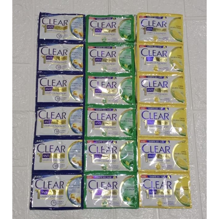 CLEAR SHAMPOO SACHET 1 RENCENG ISI 12