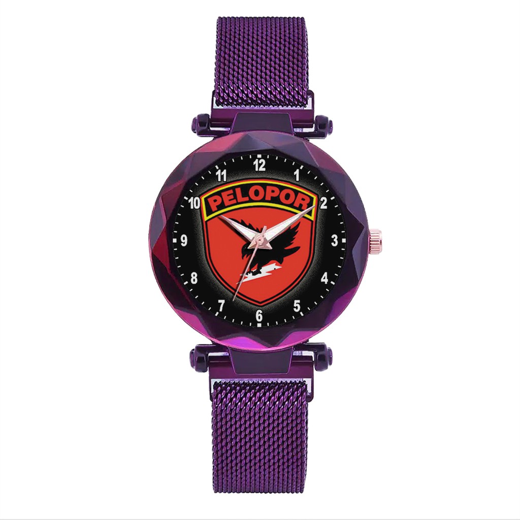 Jam Tangan Wanita Custom - LOGO PELOPOR Free Box &amp; Batre Cadangan