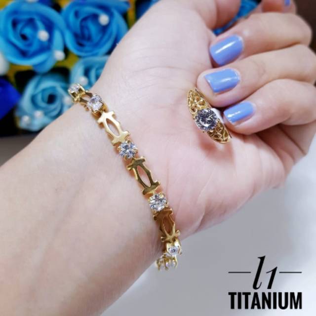 Titanium gelang dan cincin 0626j