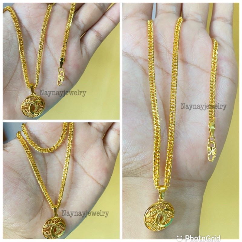 Kalung koin Lempis cnl ukir warna 24k / mirip emas 24k