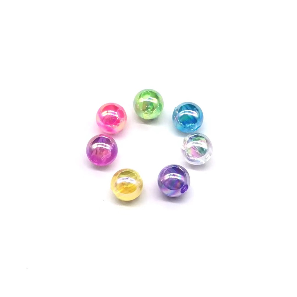 Manik-manik Spacer Bulat Bahan Akrilik Warna Campur Ukuran 6mm 8mm 10mm Untuk Membuat Perhiasan Gelang