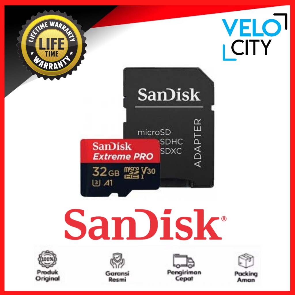 Memory Card MicroSD Sandisk 32GB Class10 100Mbps Extreme Pro Sandisk Original