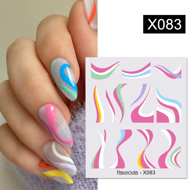 Stiker Kuku Motif Bunga leves Warna-Warni Untuk Nail Art