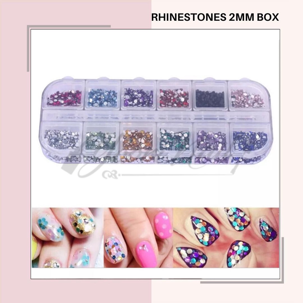 Rainbow rhinestones wheel nail art rhinestone 2mm 12 warna