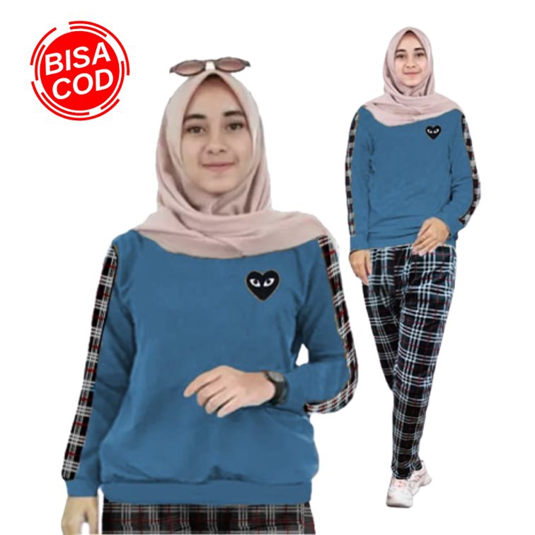 Setelan Training Wanita Jumbo Import Baju Stelan Kekinian Muslim Terbaru Pakaian Olahraga Set Cewek