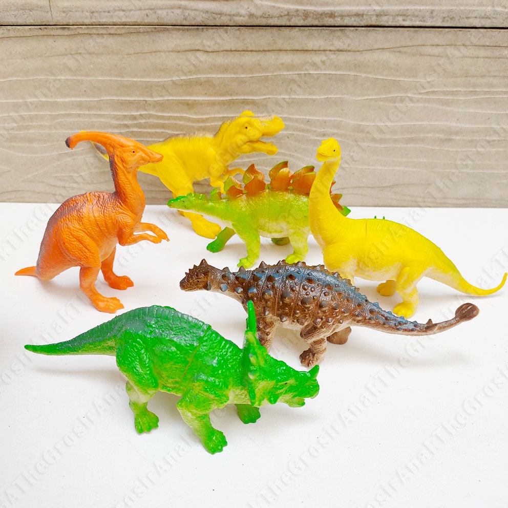 Happy Animal World Dinosaurs Q602 ISI 6 Mainan Miniatur Jurassic Dino Dinosaurus