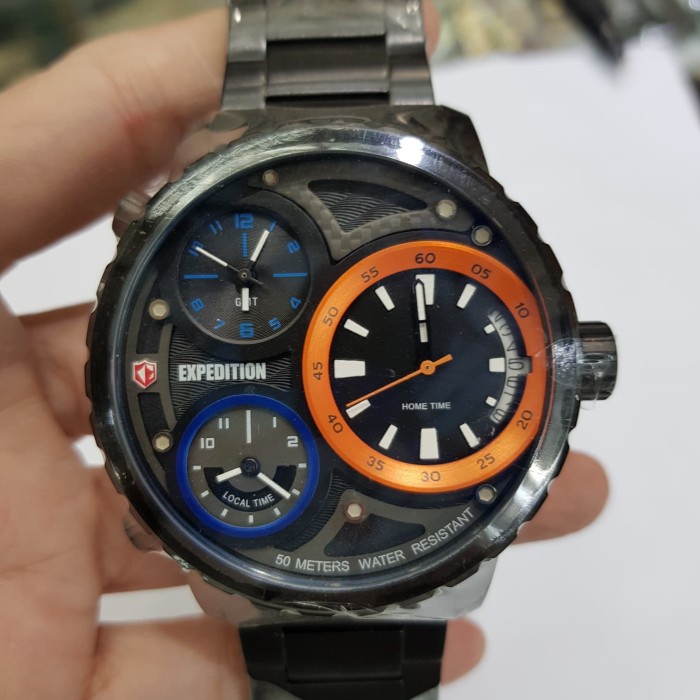 Jam tangan pria Expedition E 6718 E6718 black orange blue Original