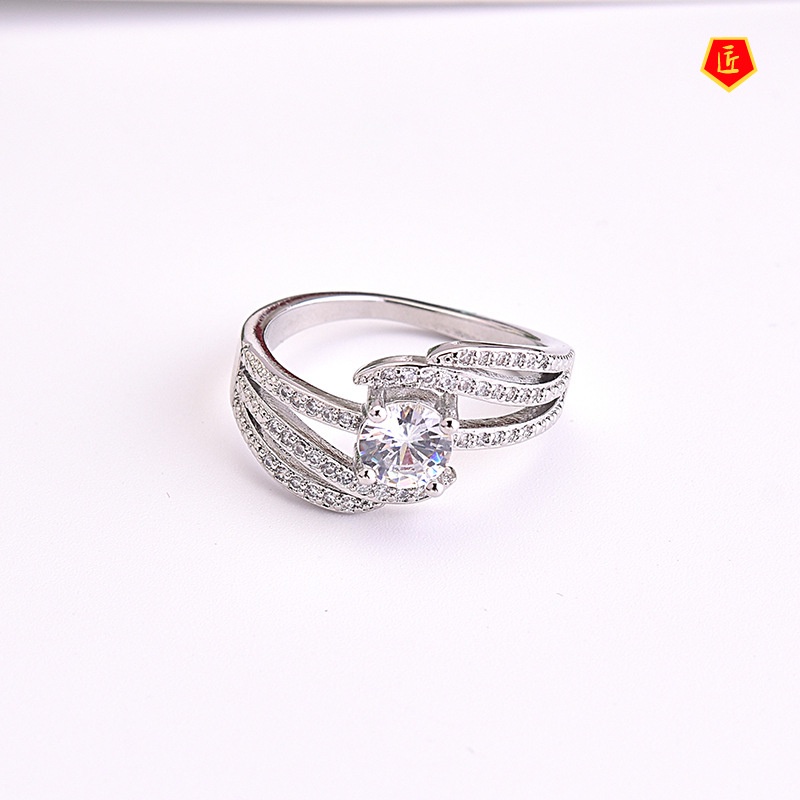 [Ready Stock]Female Creative Personality S925 Silver Diamond-Studded Ring