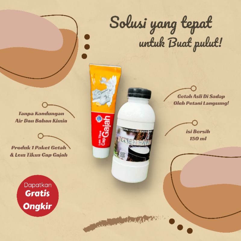 Getah Karet Mentah Cair 200ml Lem Tikus Cap Gajah Asli