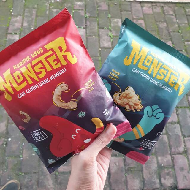 

KERIPIK USUS MONSTER 100gr DAN KERIPIK CEKER MONSTER 40gr