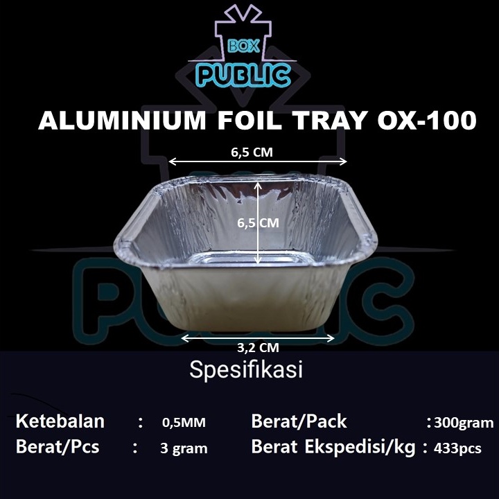 WADAH Alumunium foil tray OX 100 + tutup / cup aluminium OX-100 110ml