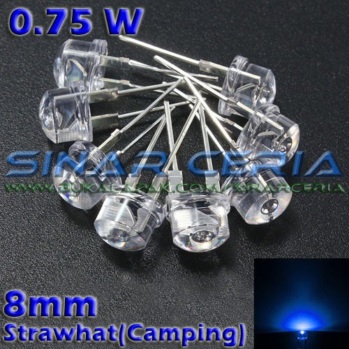 LED Putih = Biru 8mm Camping ( StrawHat Blue )