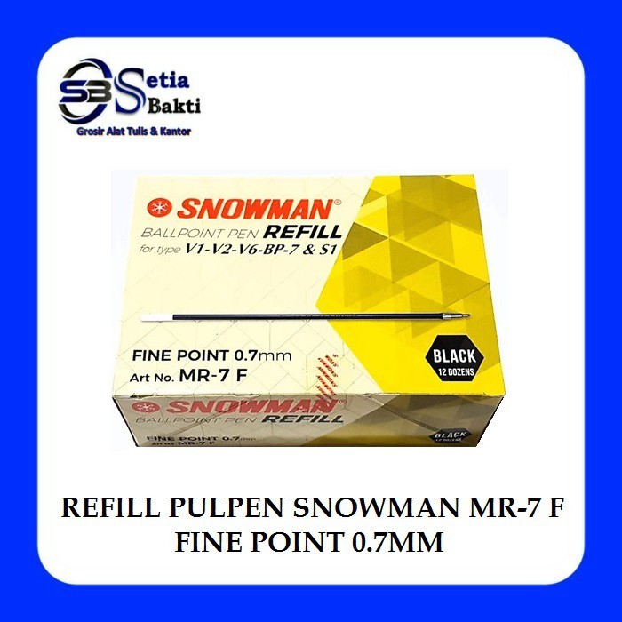 

SNOWMAN Refill MR-7F 0.7 mm - Isi Pulpen V1 - V2 - V6 - BP7 dan S1 - 12 Pcs