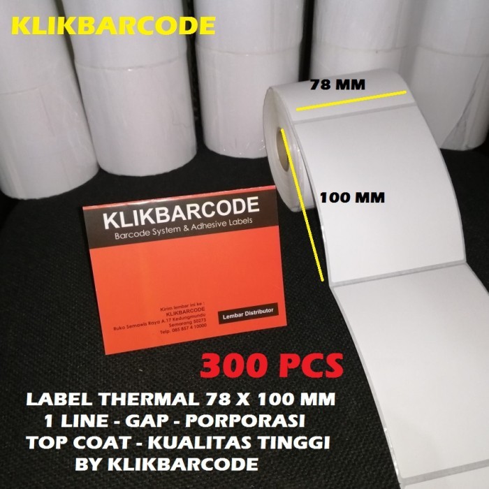 

MURAH KERTAS STICKER LABEL THERMAL 78 X 100 MM - 1 LINE - DIRECT THERMAL 300 KASIR / LARIS