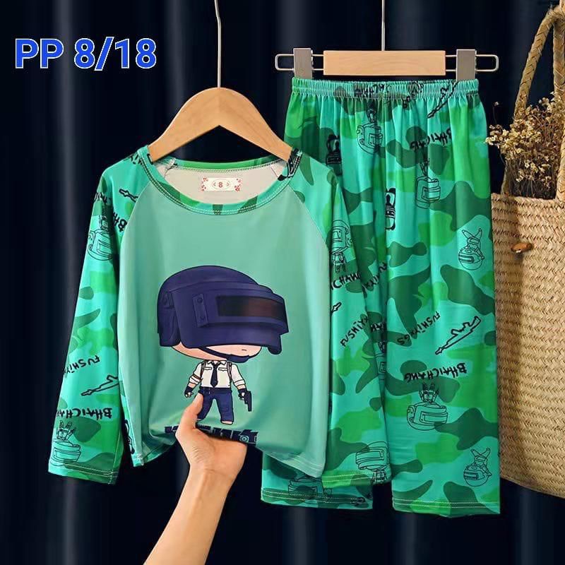 BAJU TIDUR ANAK IMPORT MURAH UNISEX SETELAN PIYAMA SET LENGAN PANJANG C18-B2