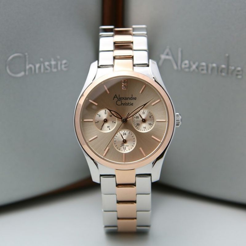 Jam Tangan Wanita  Alexandre Christie AC2910 AC 2910 Silver Rose Gold Original