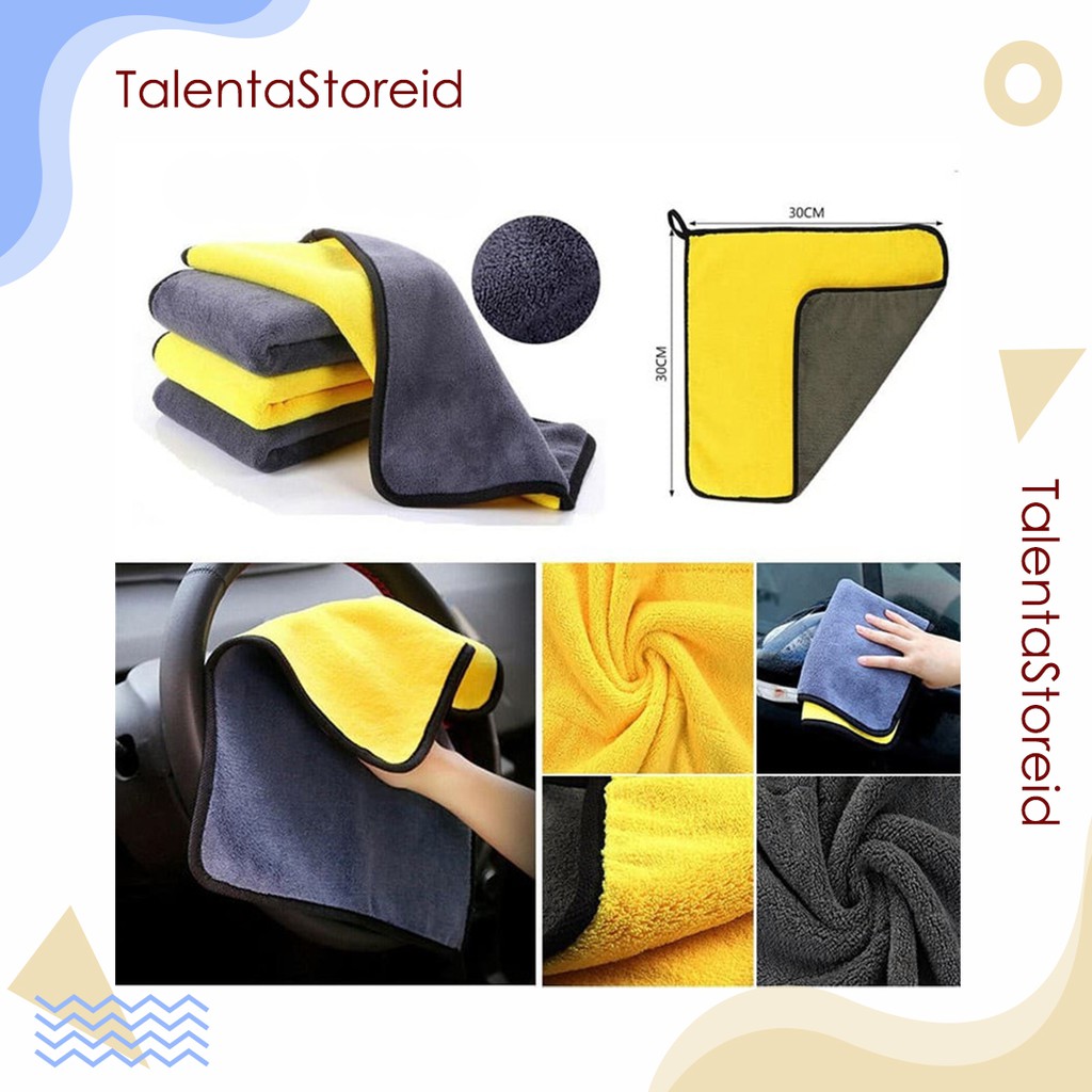 Kain Lap Tangan Microfiber Serbaguna 2 Sisi Lap Microfiber Lembut 2 Warna Anti Lecet Serbaguna