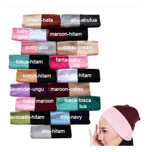 CIPUT RAJUT INNER BANDANA 2 WARNA PREMIUM BANDANA 2 WARNA DALAMAN JILBAB RAJUT CIPUT ANTI PUSING