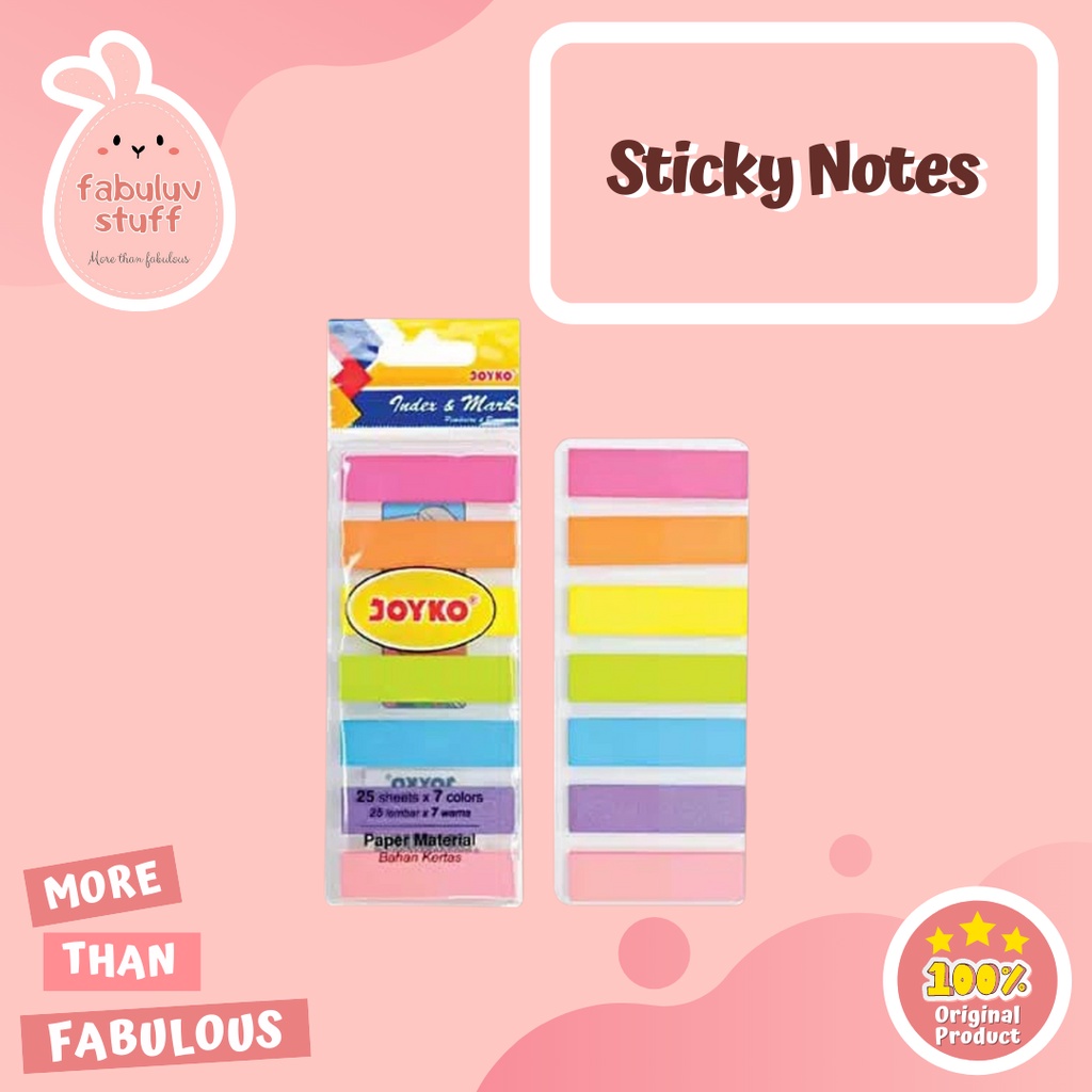 

ATK ~ Memo Stick note / Pembatas Buku Warna - warni / Plastik dan Kertas / Sticky Notes