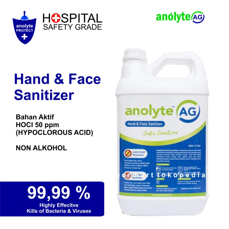 ANOLYTE AG (HOCl) 5000 ml (5 Liter). Hand Sanitizer Non Alkohol. Hand Sanitizer yang Aman