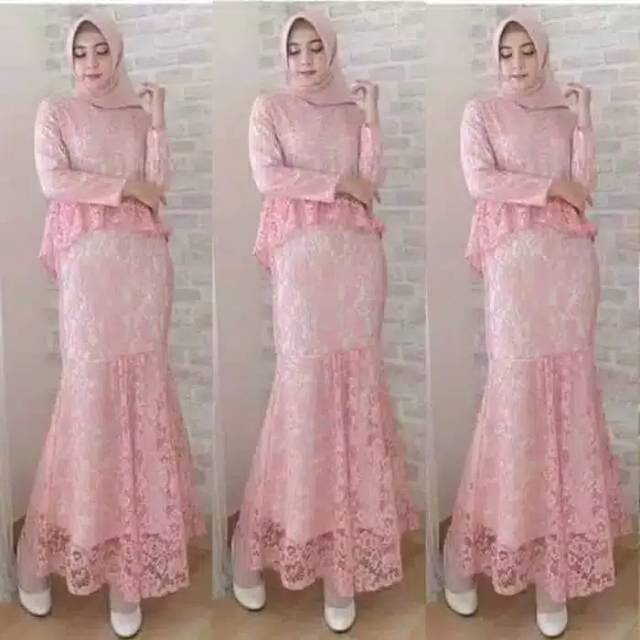 Dress Brukat Duyung Full Cantik Pesta Wisuda